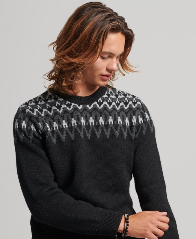 uy Superdry hombres jersey de punto con cuello alzado negro DT2N8Z5246 ropa