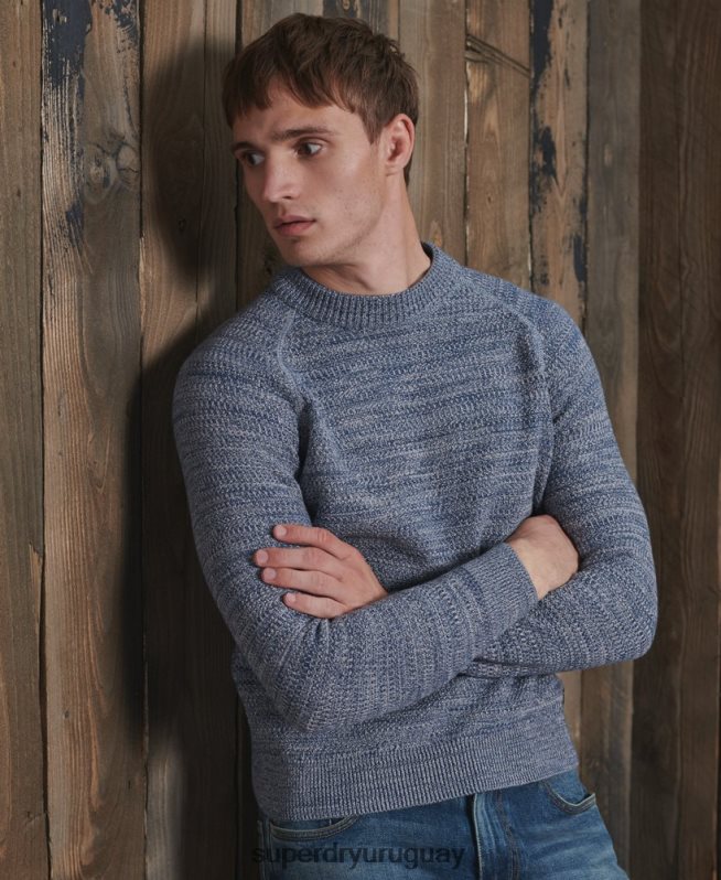 uy Superdry hombres jersey de punto con cuello redondo Keystone de algodón orgánico azul DT2N8Z5316 ropa