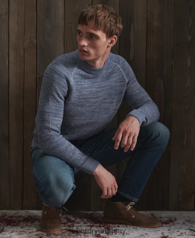 uy Superdry hombres jersey de punto con cuello redondo Keystone de algodón orgánico azul DT2N8Z5316 ropa