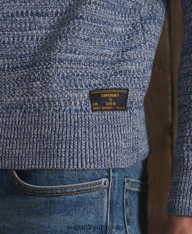 uy Superdry hombres jersey de punto con cuello redondo Keystone de algodón orgánico azul DT2N8Z5316 ropa