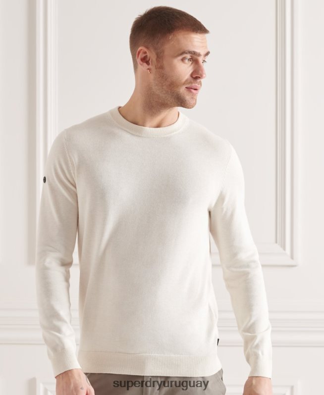 uy Superdry hombres jersey de punto con cuello redondo coolmax crema DT2N8Z5353 ropa
