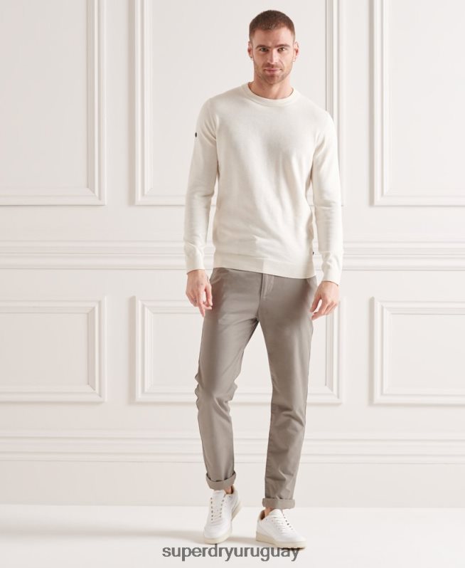 uy Superdry hombres jersey de punto con cuello redondo coolmax crema DT2N8Z5353 ropa