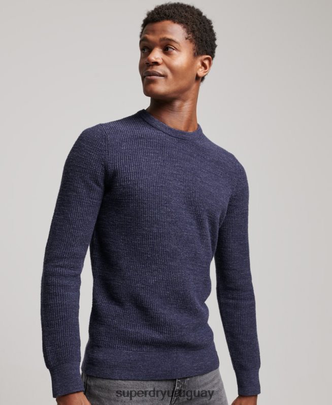 uy Superdry hombres jersey de punto con textura vintage Armada DT2N8Z1249 ropa