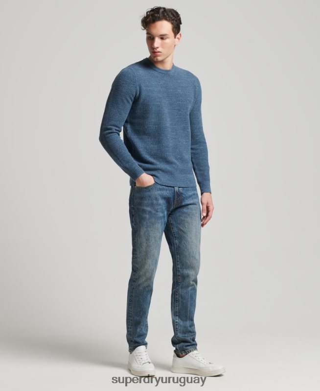 uy Superdry hombres jersey de punto con textura vintage azul DT2N8Z1253 ropa