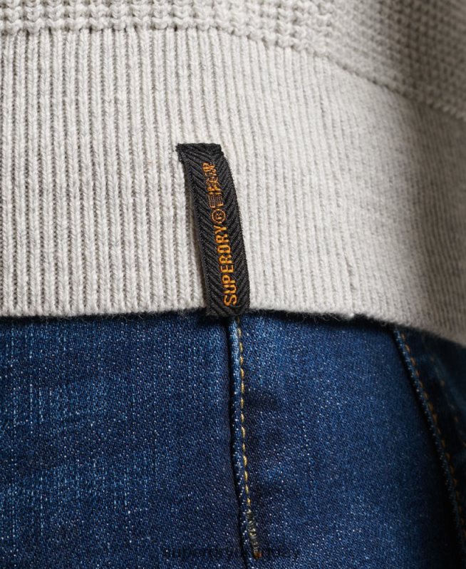 uy Superdry hombres jersey de punto con textura vintage gris DT2N8Z1238 ropa