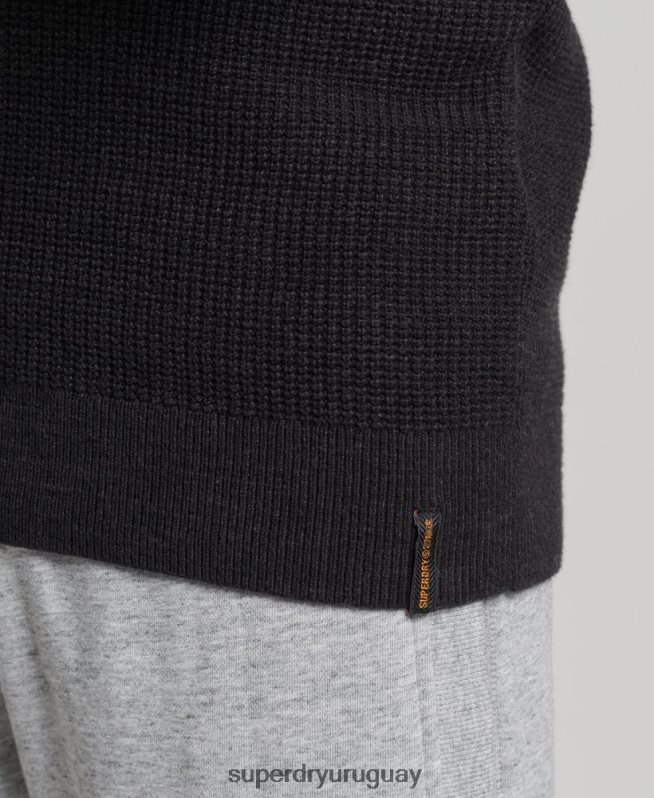uy Superdry hombres jersey de punto con textura vintage negro DT2N8Z1264 ropa