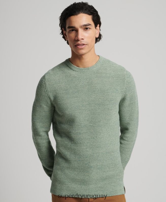 uy Superdry hombres jersey de punto con textura vintage verde DT2N8Z1265 ropa