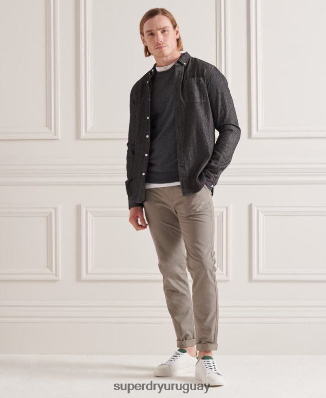 uy Superdry hombres jersey de punto de algodón gris oscuro DT2N8Z5321 ropa