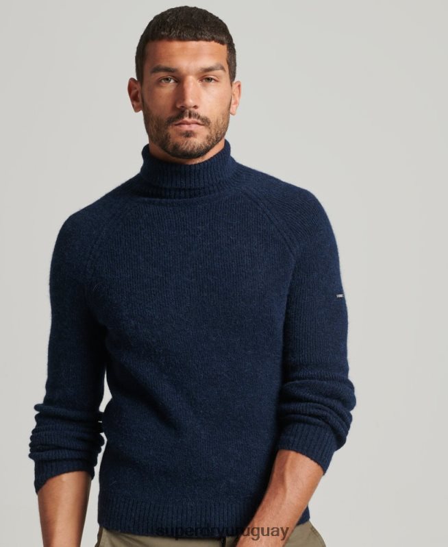 uy Superdry hombres jersey grueso de alpaca con cuello vuelto Armada DT2N8Z1262 ropa