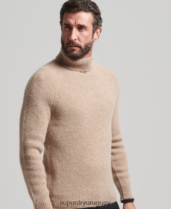 uy Superdry hombres jersey grueso de alpaca con cuello vuelto gris DT2N8Z1276 ropa