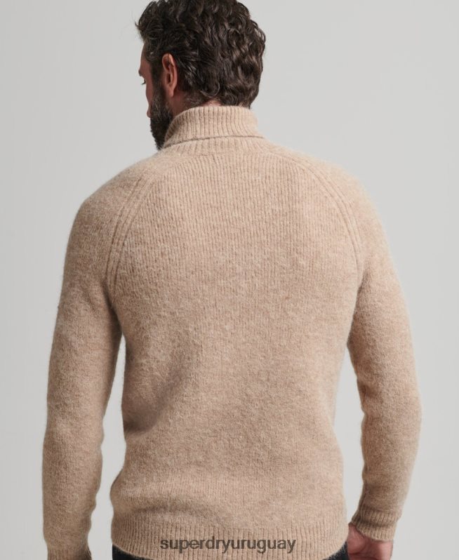uy Superdry hombres jersey grueso de alpaca con cuello vuelto gris DT2N8Z1276 ropa
