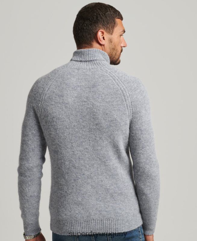 uy Superdry hombres jersey grueso de alpaca con cuello vuelto gris DT2N8Z1301 ropa