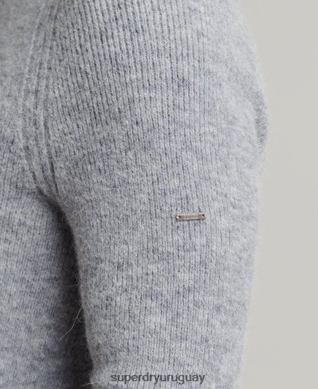 uy Superdry hombres jersey grueso de alpaca con cuello vuelto gris DT2N8Z1301 ropa