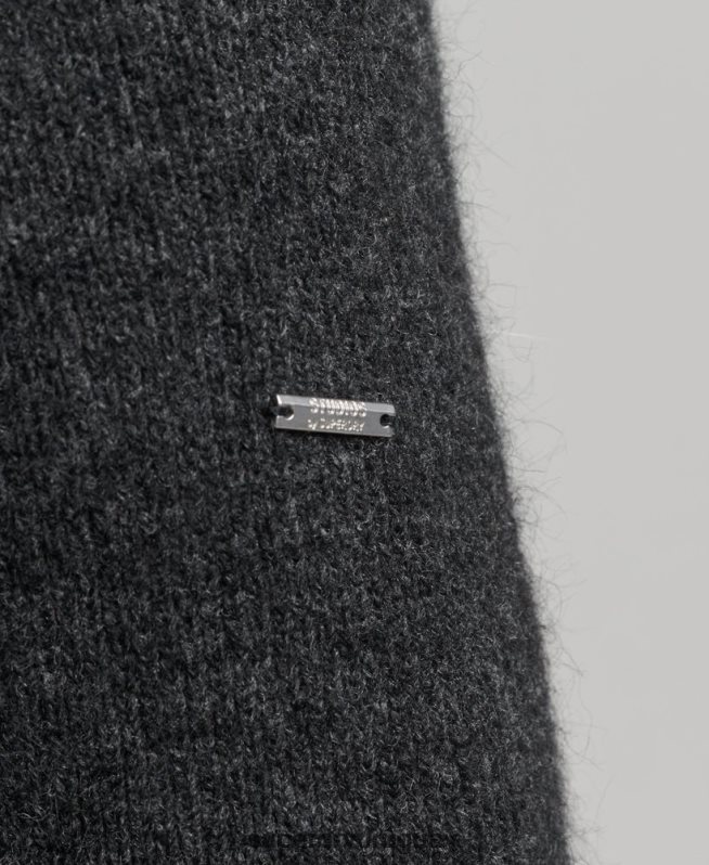 uy Superdry hombres jersey grueso de alpaca con cuello vuelto gris oscuro DT2N8Z1289 ropa