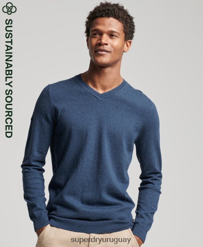 uy Superdry hombres jersey vintage de mezcla de cachemira y algodón orgánico azul DT2N8Z5248 ropa