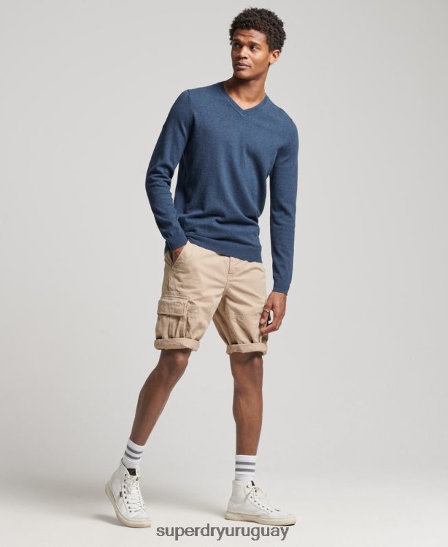 uy Superdry hombres jersey vintage de mezcla de cachemira y algodón orgánico azul DT2N8Z5248 ropa