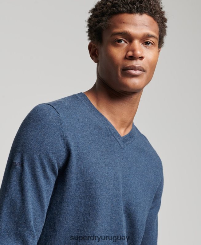 uy Superdry hombres jersey vintage de mezcla de cachemira y algodón orgánico azul DT2N8Z5248 ropa