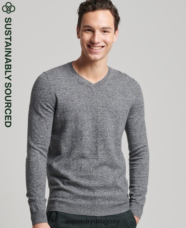 uy Superdry hombres jersey vintage de mezcla de cachemira y algodón orgánico gris oscuro DT2N8Z5277 ropa