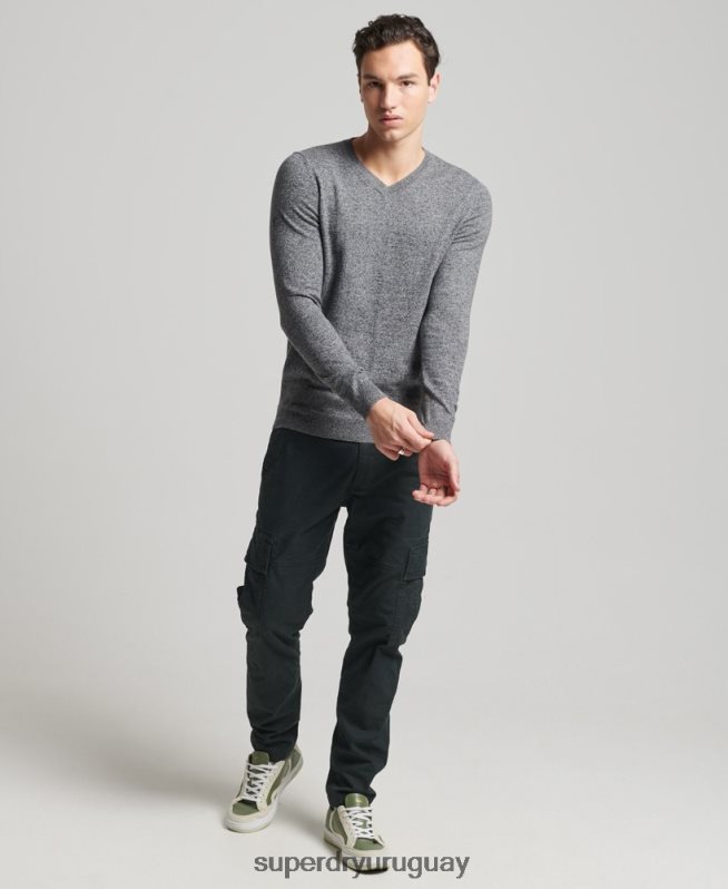 uy Superdry hombres jersey vintage de mezcla de cachemira y algodón orgánico gris oscuro DT2N8Z5277 ropa