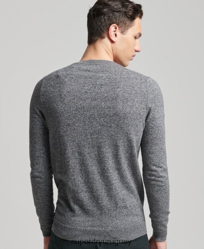 uy Superdry hombres jersey vintage de mezcla de cachemira y algodón orgánico gris oscuro DT2N8Z5277 ropa