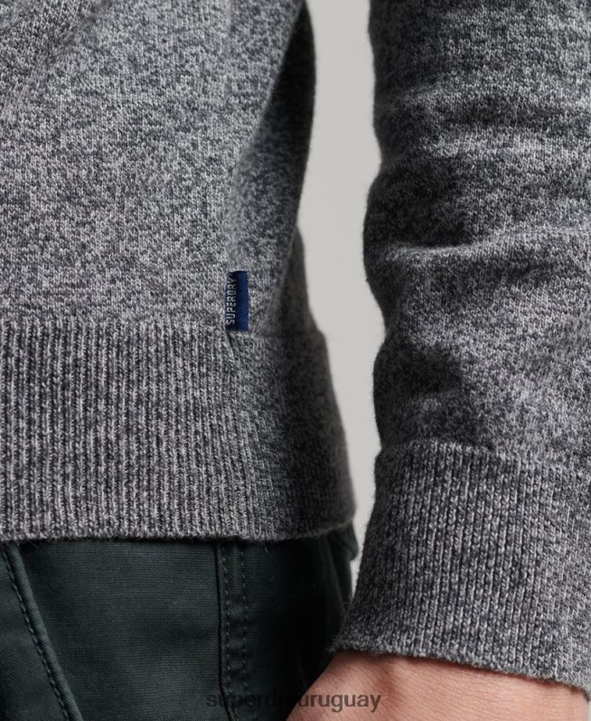 uy Superdry hombres jersey vintage de mezcla de cachemira y algodón orgánico gris oscuro DT2N8Z5277 ropa