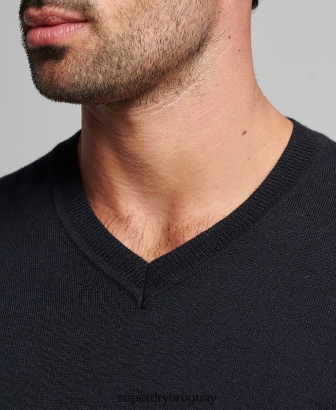 uy Superdry hombres jersey vintage de mezcla de cachemira y algodón orgánico negro DT2N8Z5275 ropa