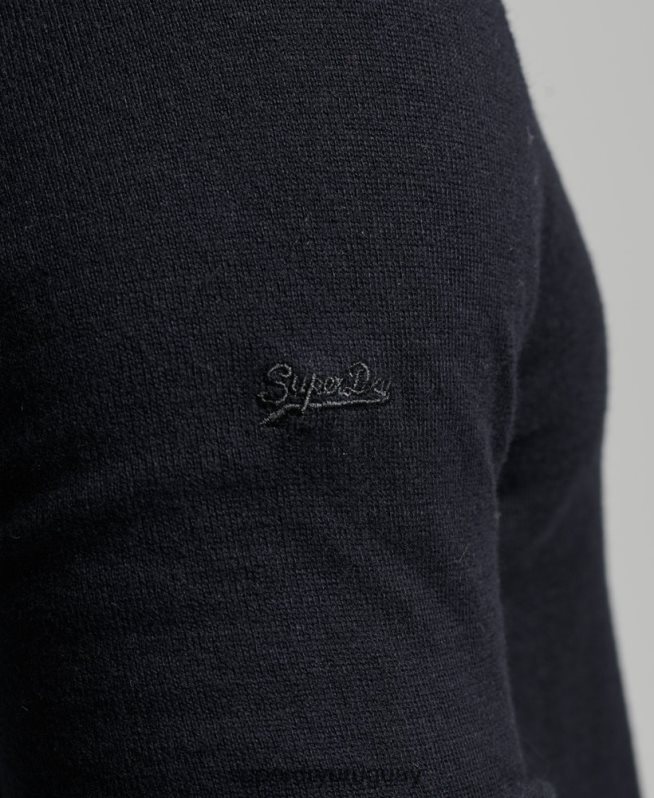 uy Superdry hombres jersey vintage de mezcla de cachemira y algodón orgánico negro DT2N8Z5275 ropa