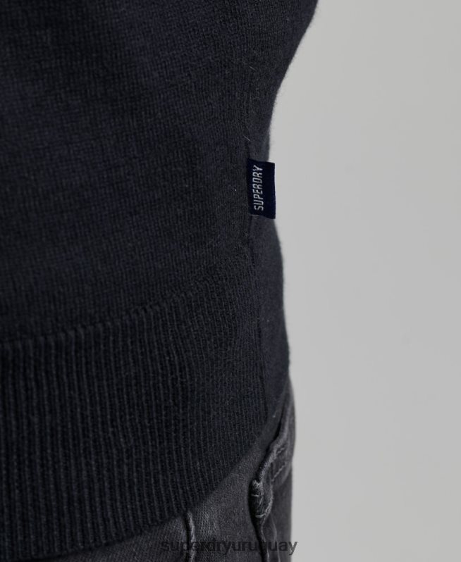 uy Superdry hombres jersey vintage de mezcla de cachemira y algodón orgánico negro DT2N8Z5275 ropa