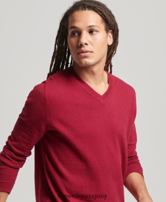 uy Superdry hombres jersey vintage de mezcla de cachemira y algodón orgánico rojo DT2N8Z5251 ropa