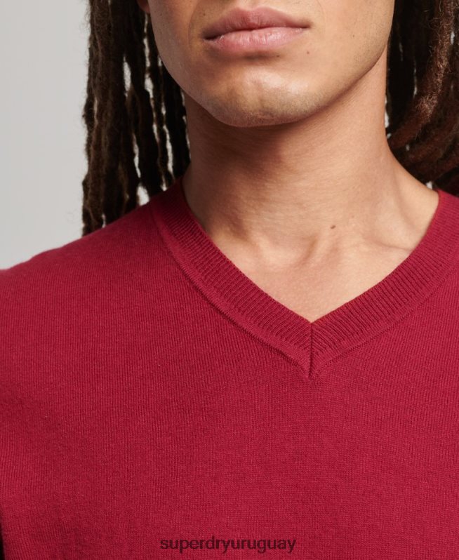 uy Superdry hombres jersey vintage de mezcla de cachemira y algodón orgánico rojo DT2N8Z5251 ropa