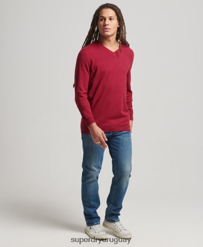 uy Superdry hombres jersey vintage de mezcla de cachemira y algodón orgánico rojo DT2N8Z5251 ropa