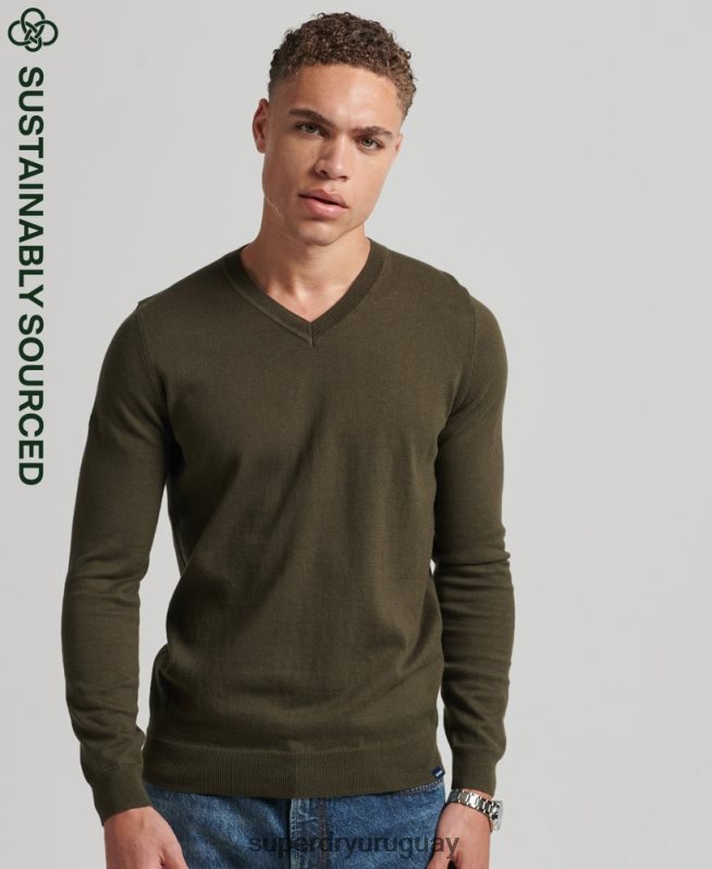 uy Superdry hombres jersey vintage de mezcla de cachemira y algodón orgánico verde DT2N8Z5254 ropa