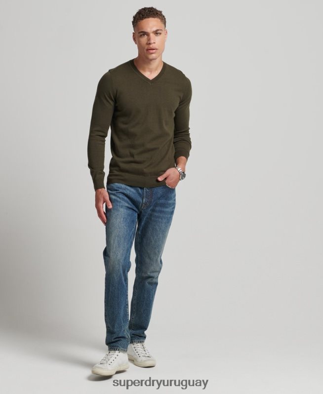 uy Superdry hombres jersey vintage de mezcla de cachemira y algodón orgánico verde DT2N8Z5254 ropa