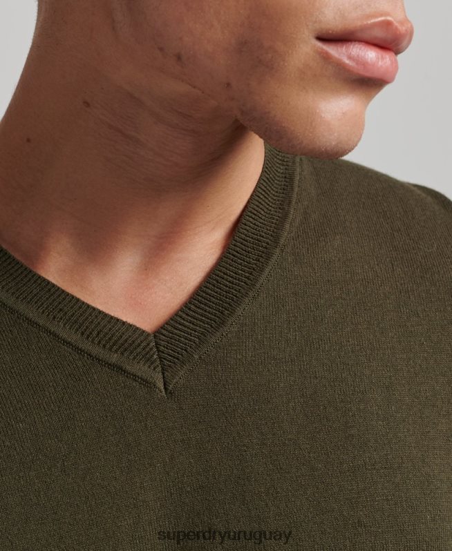 uy Superdry hombres jersey vintage de mezcla de cachemira y algodón orgánico verde DT2N8Z5254 ropa