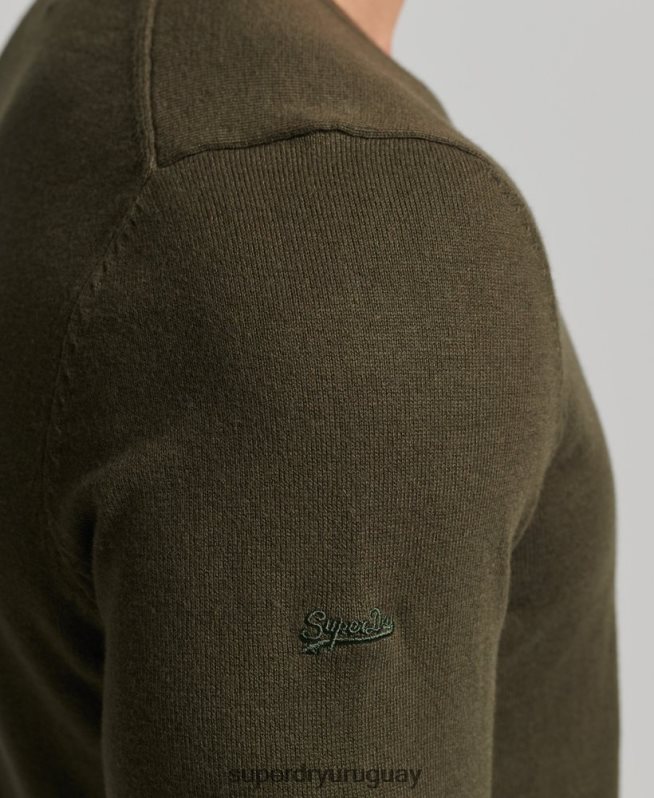uy Superdry hombres jersey vintage de mezcla de cachemira y algodón orgánico verde DT2N8Z5254 ropa