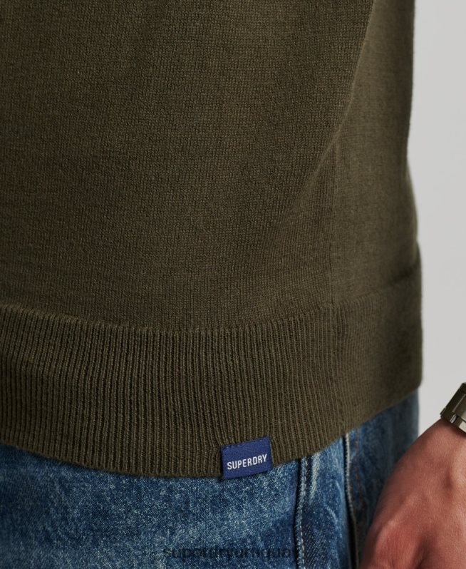 uy Superdry hombres jersey vintage de mezcla de cachemira y algodón orgánico verde DT2N8Z5254 ropa
