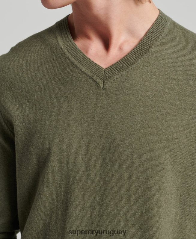 uy Superdry hombres jersey vintage de mezcla de cachemira y algodón orgánico verde DT2N8Z5333 ropa