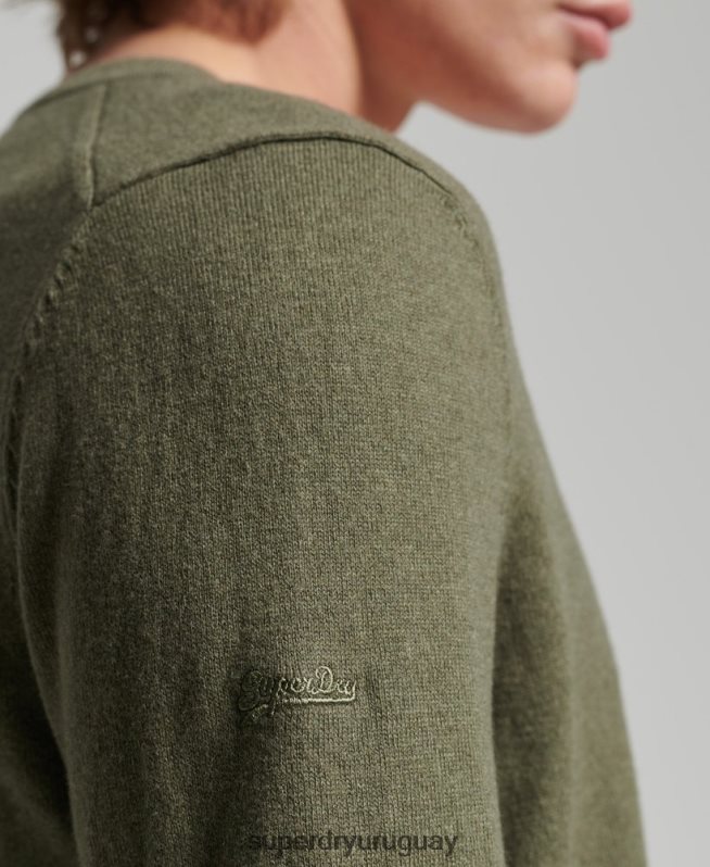 uy Superdry hombres jersey vintage de mezcla de cachemira y algodón orgánico verde DT2N8Z5333 ropa