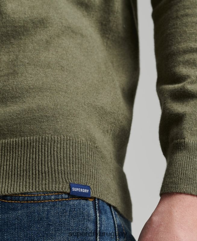 uy Superdry hombres jersey vintage de mezcla de cachemira y algodón orgánico verde DT2N8Z5333 ropa