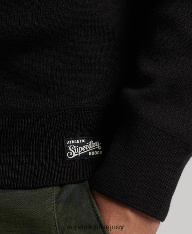 uy Superdry hombres punto del equipo universitario de la vendimia negro DT2N8Z1342 ropa