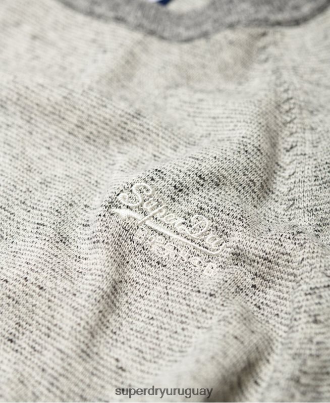 uy Superdry hombres suéter con cuello redondo de algodón con etiqueta naranja gris claro DT2N8Z1369 ropa