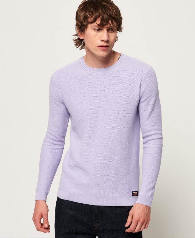 uy Superdry hombres suéter con cuello redondo de algodón supima púrpura DT2N8Z1368 ropa