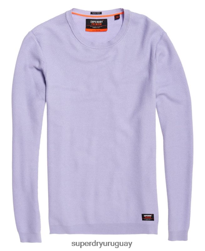 uy Superdry hombres suéter con cuello redondo de algodón supima púrpura DT2N8Z1368 ropa