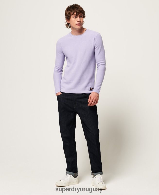 uy Superdry hombres suéter con cuello redondo de algodón supima púrpura DT2N8Z1368 ropa