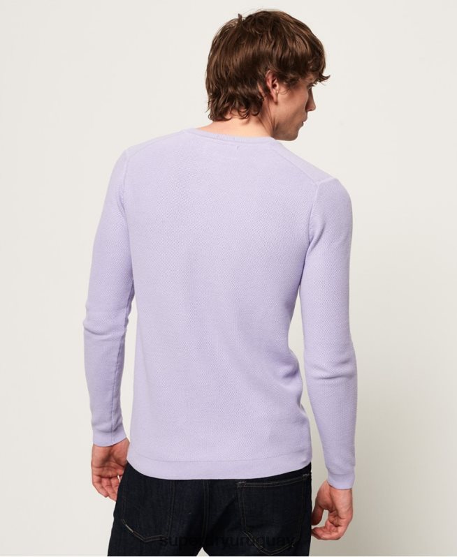 uy Superdry hombres suéter con cuello redondo de algodón supima púrpura DT2N8Z1368 ropa