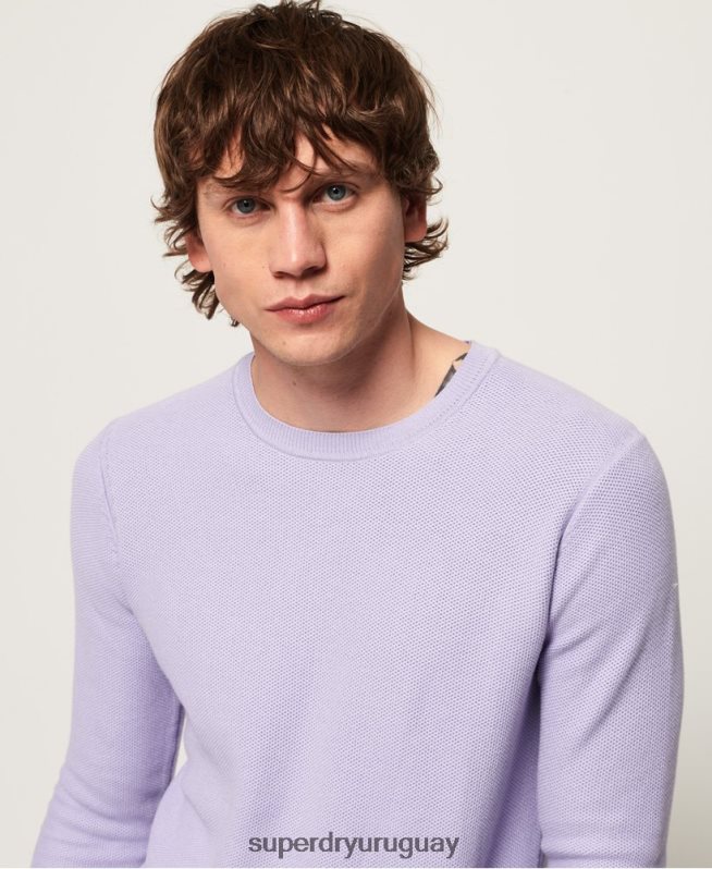 uy Superdry hombres suéter con cuello redondo de algodón supima púrpura DT2N8Z1368 ropa