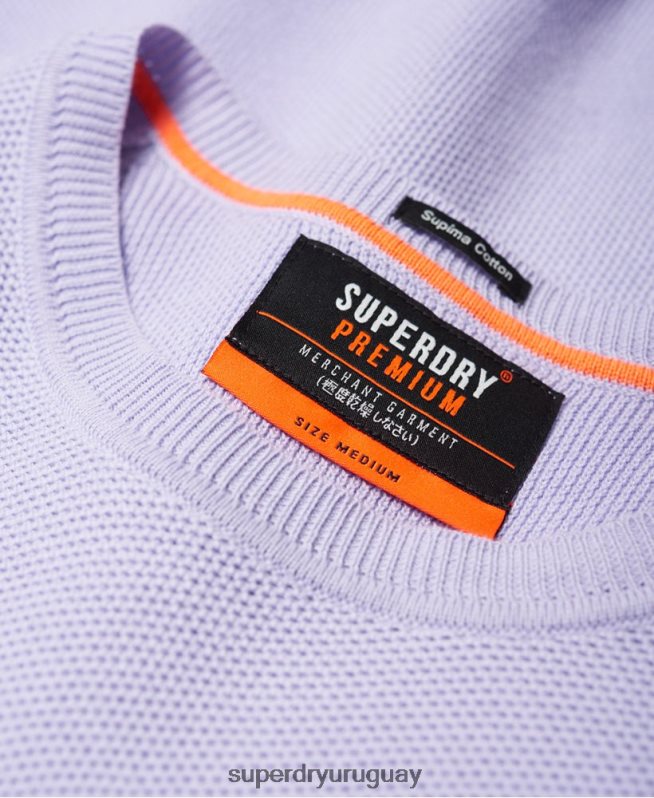 uy Superdry hombres suéter con cuello redondo de algodón supima púrpura DT2N8Z1368 ropa