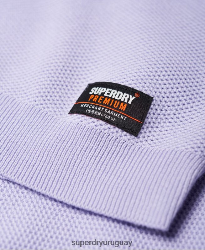 uy Superdry hombres suéter con cuello redondo de algodón supima púrpura DT2N8Z1368 ropa