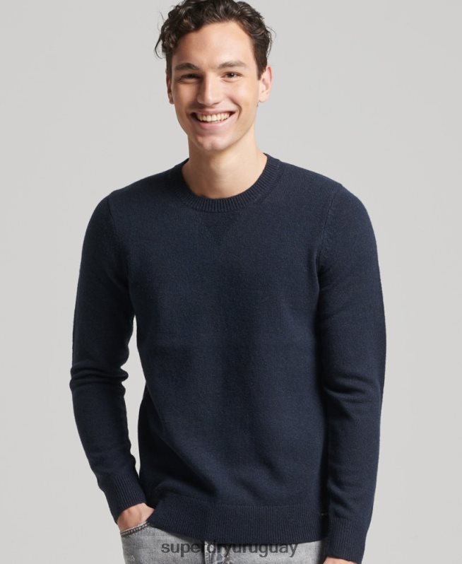 uy Superdry hombres suéter con cuello redondo de lana de cordero Armada DT2N8Z5279 ropa