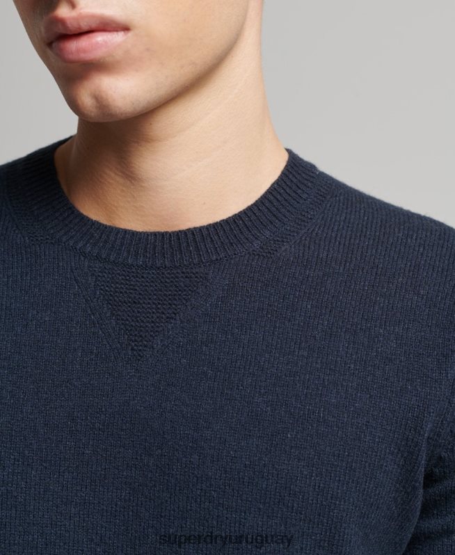 uy Superdry hombres suéter con cuello redondo de lana de cordero Armada DT2N8Z5279 ropa